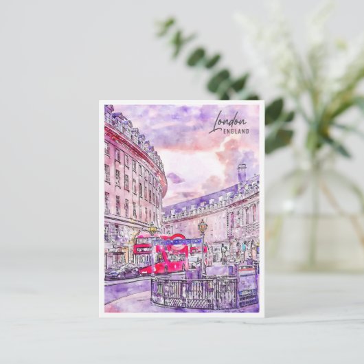 London England Travel Place Watercolor Postkarte (Stehend Vorderseite)