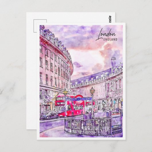 London England Travel Place Watercolor Postkarte (Vorne/Hinten)