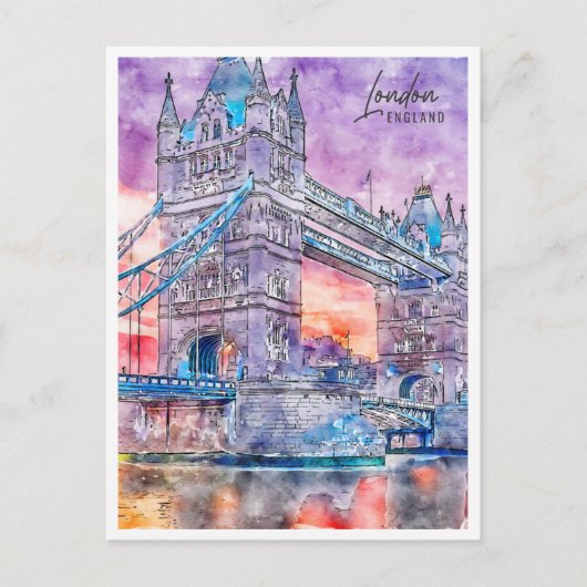 London England Travel Place Watercolor Postkarte (Vorderseite)