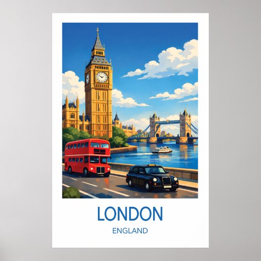 London England Travel Poster Vintage (Vorne)