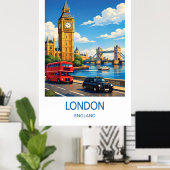 London England Travel Poster Vintage (Heimbüro)