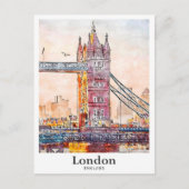 London England Travel Watercolor Hand Drawn Postkarte (Vorderseite)