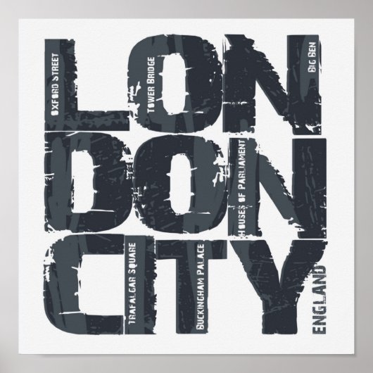 London, England Typografie Poster (Vorne)