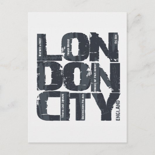 London, England Typografie Postkarte (Vorderseite)