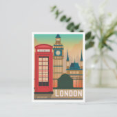 London England UK Art Vintage Travel Illustration Postkarte (Stehend Vorderseite)