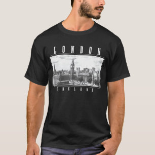 London England UK Big Ben Skyline Schwarz-weiß Vin T-Shirt