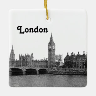 London England UK Silhouette geätzt Keramikornament