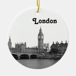 London England UK Skyline geätzt Keramikornament