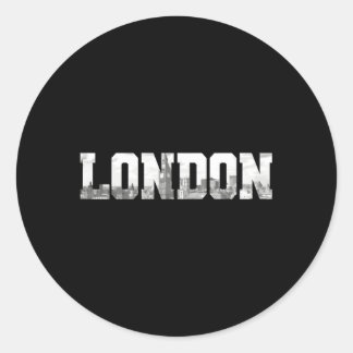 London England UK Skyline Schwarz-weiß London Runder Aufkleber