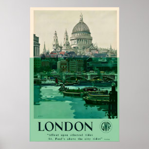 London England UK St Pauls Kathedrale Vintage Poster