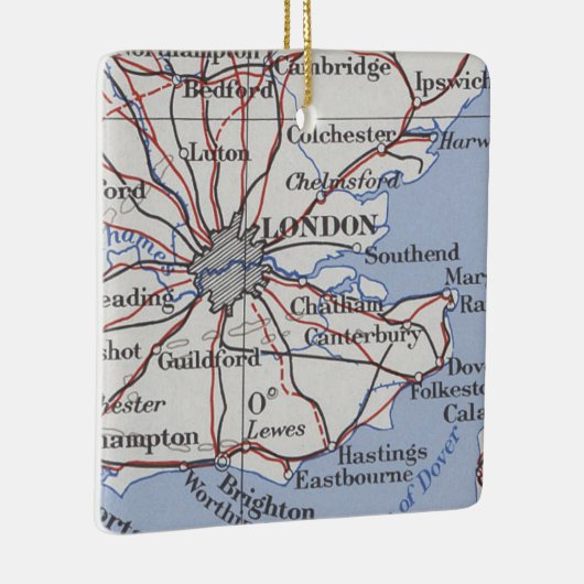 London England Vintage Karte Keramikornament (Rechts)