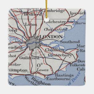 London England Vintage Karte Keramikornament