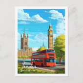 London England Vintage Reise Place Illustration Postkarte (Vorderseite)