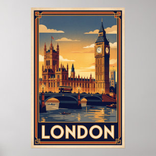 London England Vintage Reiseillustration Poster