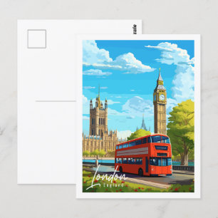 London England Vintage-Reiseort-Illustration Postkarte