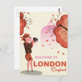 London, England Vintage Reiseplakat Postkarte (Vorne/Hinten)