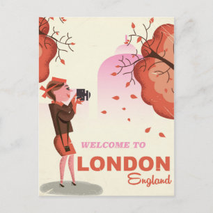 London, England Vintage Reiseplakat Postkarte