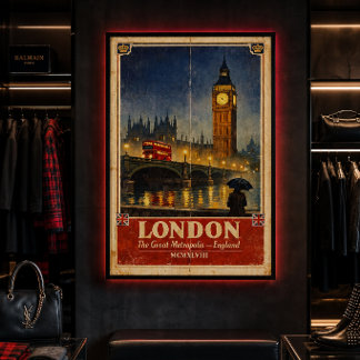 London England Vintage Reiseposter – Retro Wanddek Poster