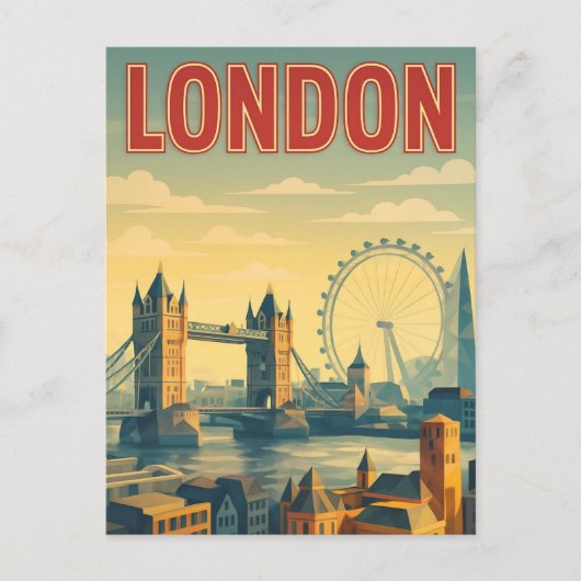 London, England - Vintage Retro-Postkarte Postkarte (Vorderseite)