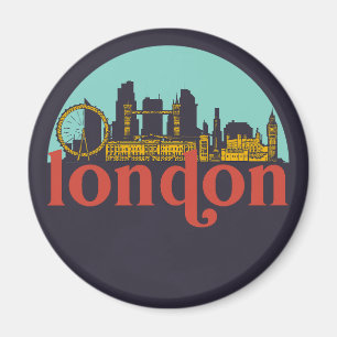 London England Vintage-Stadt-Skyline Stadtlandscha Magnet