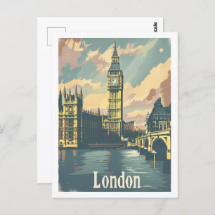 London England Vintage Travel Place Postkarte