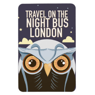 London-Eulenposter-Druck. Magnet