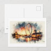 London Eye at Sunset,  Postkarte (Vorne/Hinten)