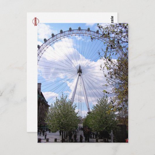 London Eye Blue Sky Clouds Postcard Postkarte (Vorne/Hinten)