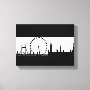 London Eye City Skyline Black & White Canvas Print Leinwanddruck