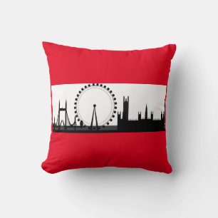 London Eye City Skyline England Red Throw Kissen