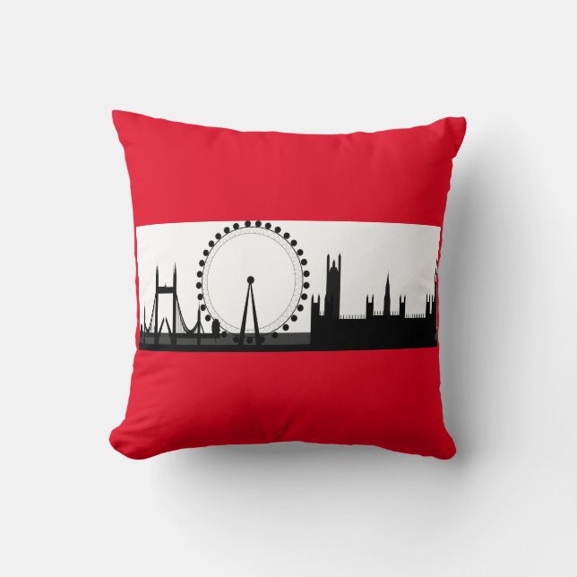 London Eye City Skyline England Red Throw Kissen (Vorderseite)