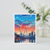 London Eye England Travel Vintage Illustration Postkarte (Stehend Vorderseite)