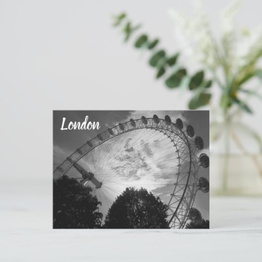 London Eye Ferris Wheel Black and White Sehenswürd Postkarte (Stehend Vorderseite)