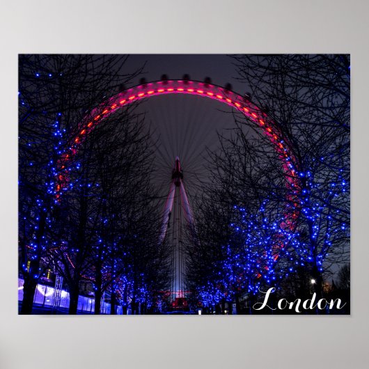 London Eye Ferris Wheel in der Nacht Poster (Vorne)