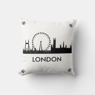 London Eye Skyline Royal Crown Throw Pillow Kissen