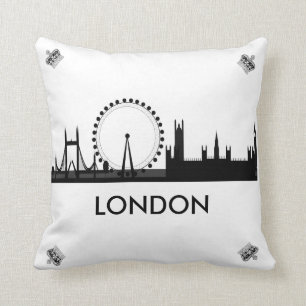 London Eye Skyline Royal Crown Throw Pillow Kissen