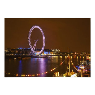 London Eye, Themse und Lichter von Fotodruck