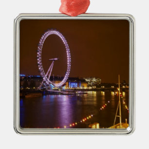 London Eye, Themse und Lichter von Silbernes Ornament