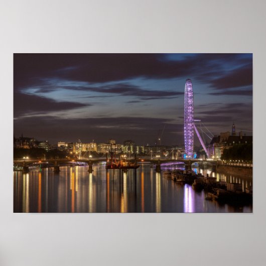 London Eye und die Themse nachts Poster (Vorne)