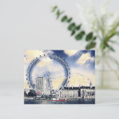 London Eye Watercolor Art Postkarte (Stehend Vorderseite)