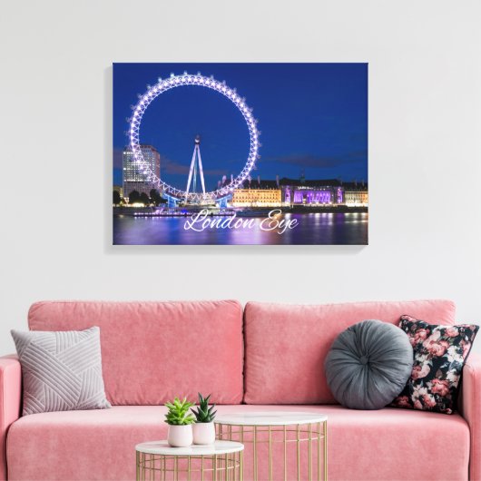 London Eye Wheel bei Nacht mit Lights Leinwand Art (Insitu (Wohnzimmer))