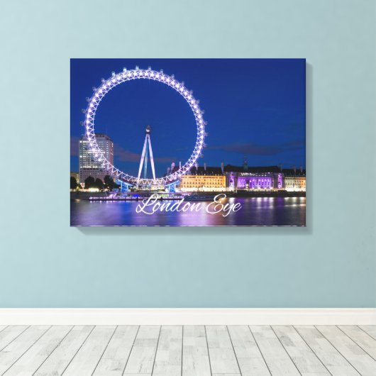 London Eye Wheel bei Nacht mit Lights Leinwand Art (Insitu (Holzboden))
