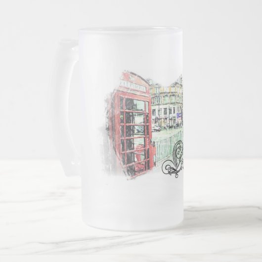 London färbte Skizze Mattglas Bierglas (Vorderseite Links)