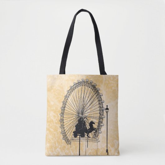 London Ferris Wheel Ink Sketch Neutral Abstrakt Tasche (Vorderseite)