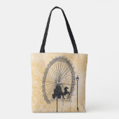 London Ferris Wheel Ink Sketch Neutral Abstrakt Tasche (Rückseite)