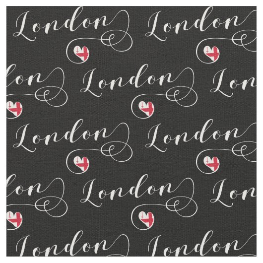 London Flag Heart, England Stoff (Nahaufnahme)