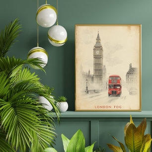 London Fog Vintage Big Ben Reise Druck Poster