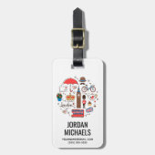 London-Gekritzel Gepäckanhänger (Vorderseite vertikal)