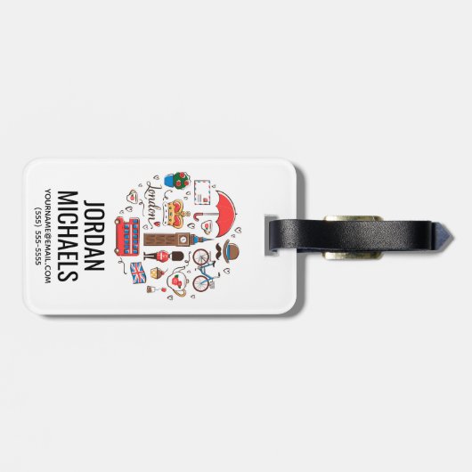 London-Gekritzel Gepäckanhänger (Rückseite horizontal)