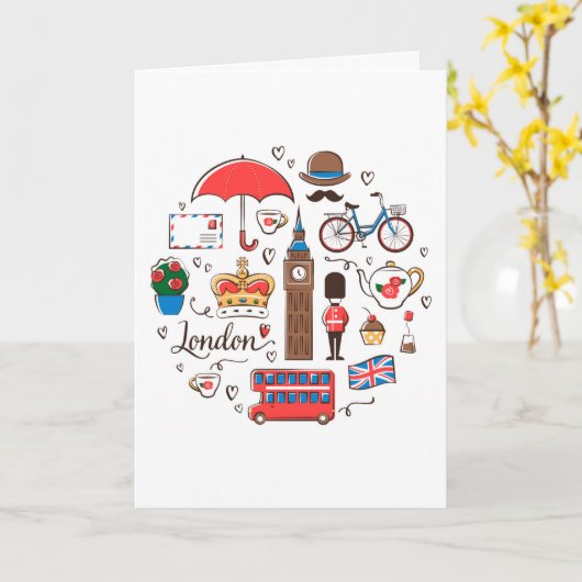 London-Gekritzel Karte (Gelbe Blume)